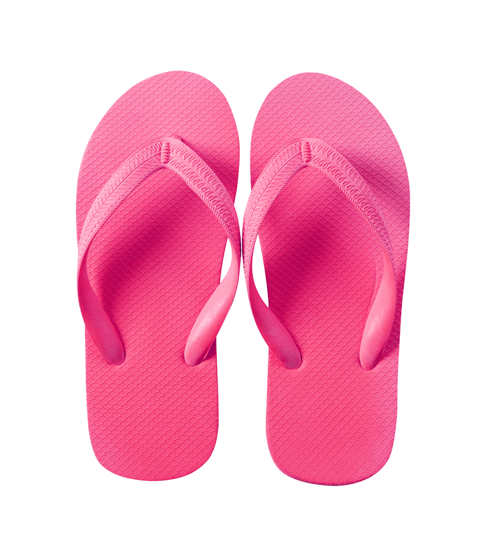 Cheap pink flip flops.